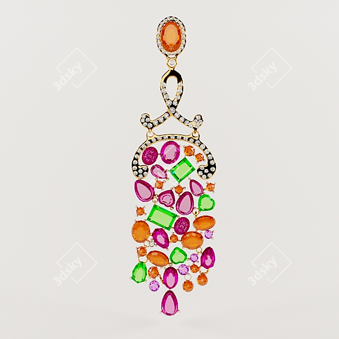 Shimmering Pakistan Earrings 3D model image 1