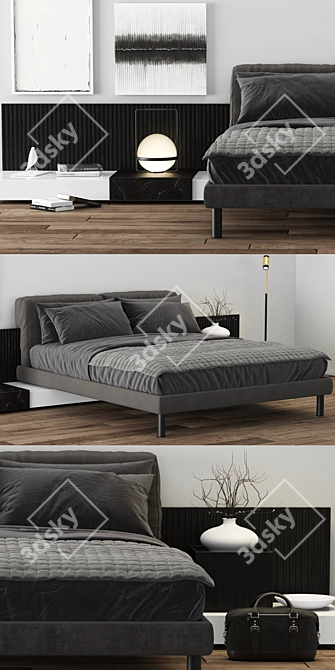 Modern Meridiani Cliff Bed: Stylish and Comfortable 3D model image 2