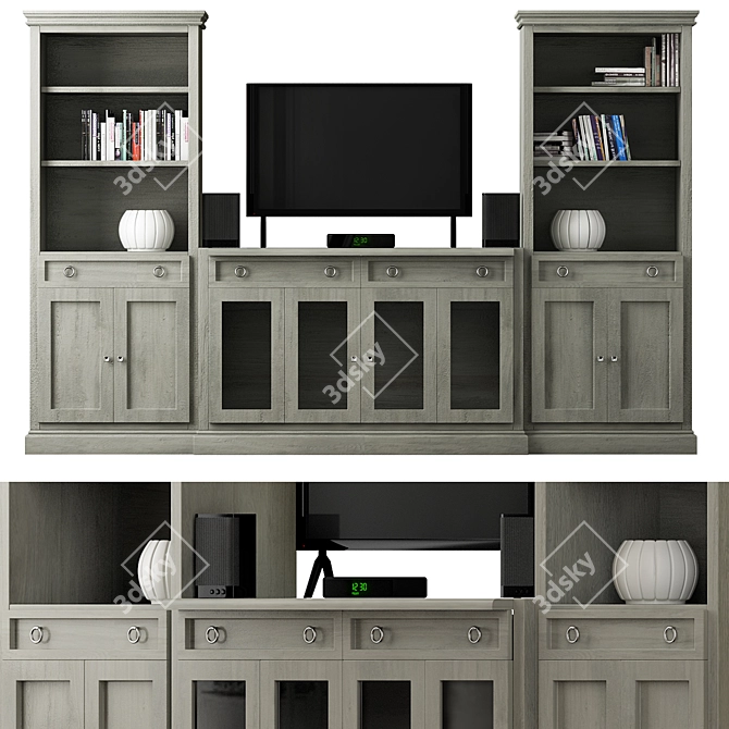 Cameo Gray Bookcase - Stylish Storage & Entertainment 3D model image 1