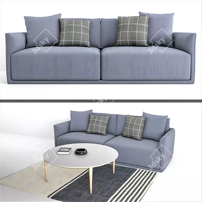 Modern ECE Sofa with Matching Table 3D model image 1