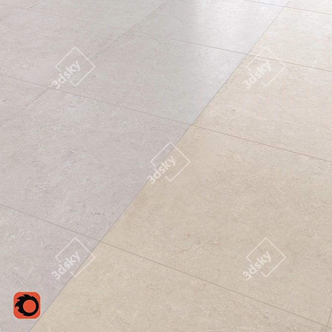 Tivoli Marble Floor Tiles - Beige and Grey 3D model image 1