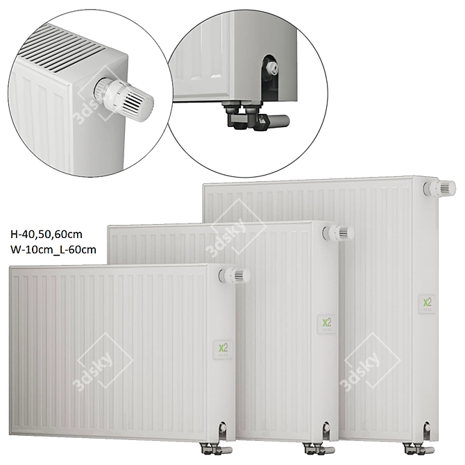 Efficient Steel Panel Radiators - Kermi Therm-x2 3D model image 1