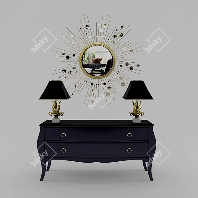 Elegant Console Set with Lamp & Mirror 3D model image 1