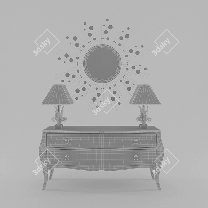 Elegant Console Set with Lamp & Mirror 3D model image 2