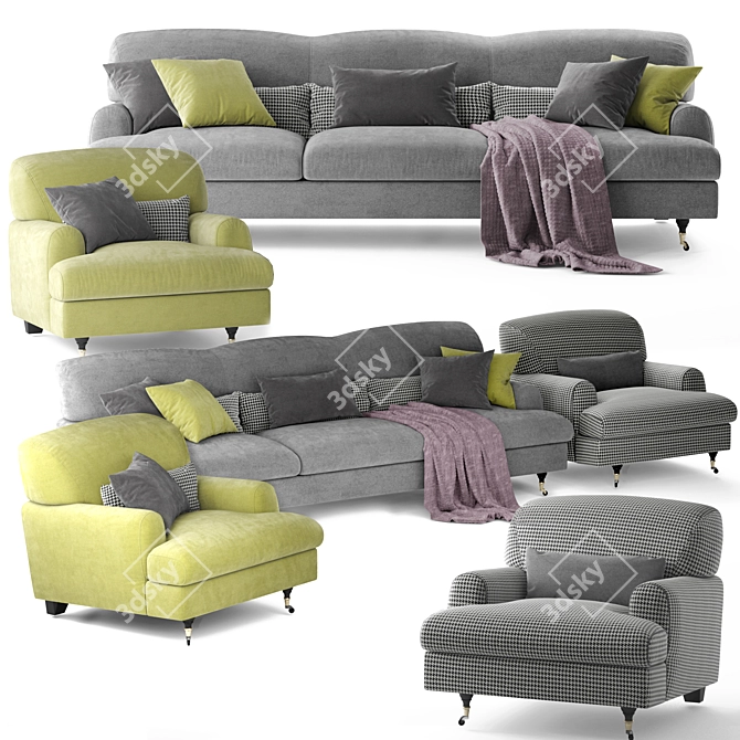 Elegant TUSCANY Sofa & Armchair 3D model image 1