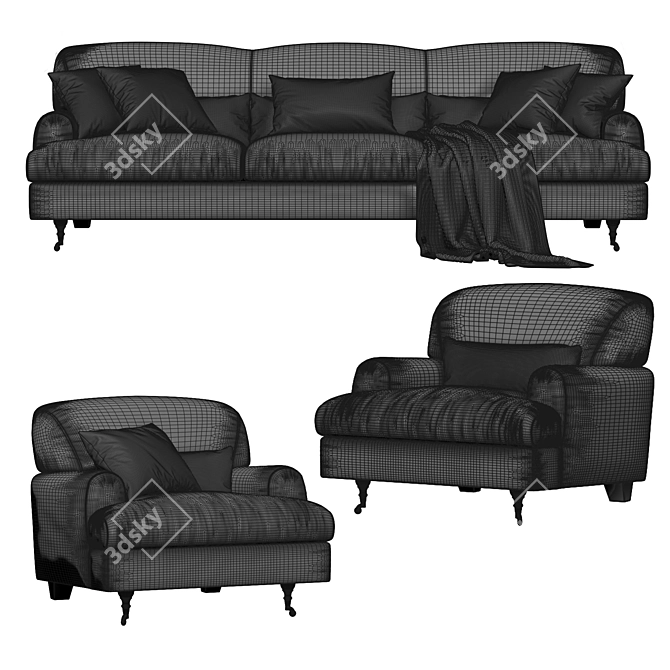 Elegant TUSCANY Sofa & Armchair 3D model image 2