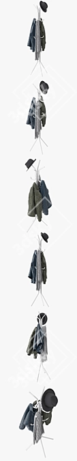 Sturdy Tripod Coat Rack Stand 3D model image 2