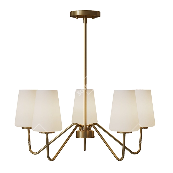 Elegant 5-Light Brass Chandelier 3D model image 1