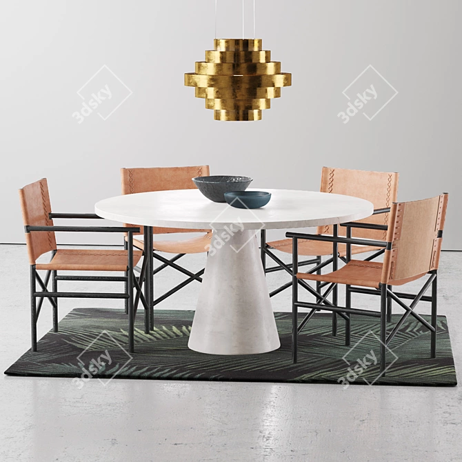 Stylish Loft Leather Dining Set 3D model image 1