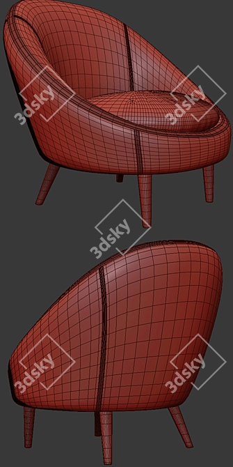 Emerald Green Velvet Armchair 3D model image 3