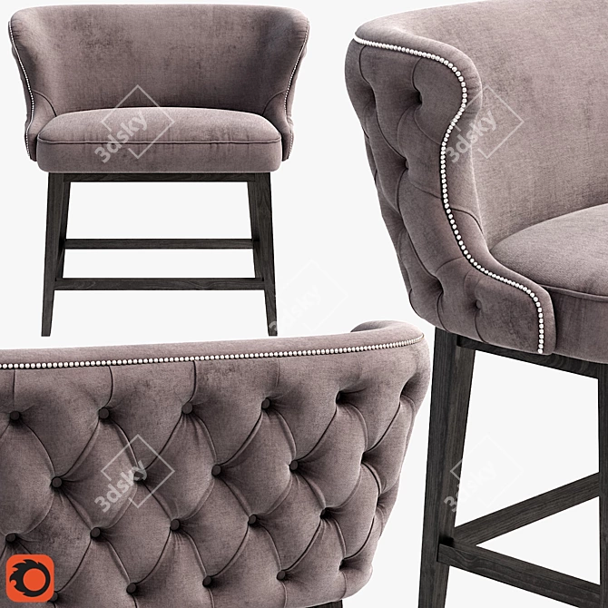 Elegance Tufted Barstool Bench 3D model image 1