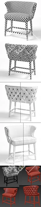 Elegance Tufted Barstool Bench 3D model image 3