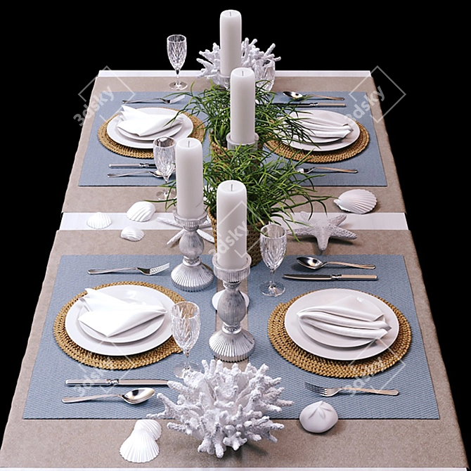 Serving in nautical style.
Nautical Chic Serveware 3D model image 1