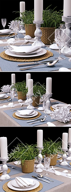 Serving in nautical style.
Nautical Chic Serveware 3D model image 2