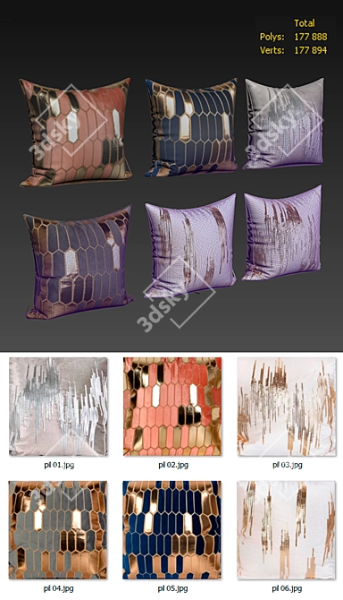 Elegant Lapin Pillow Set 3D model image 2