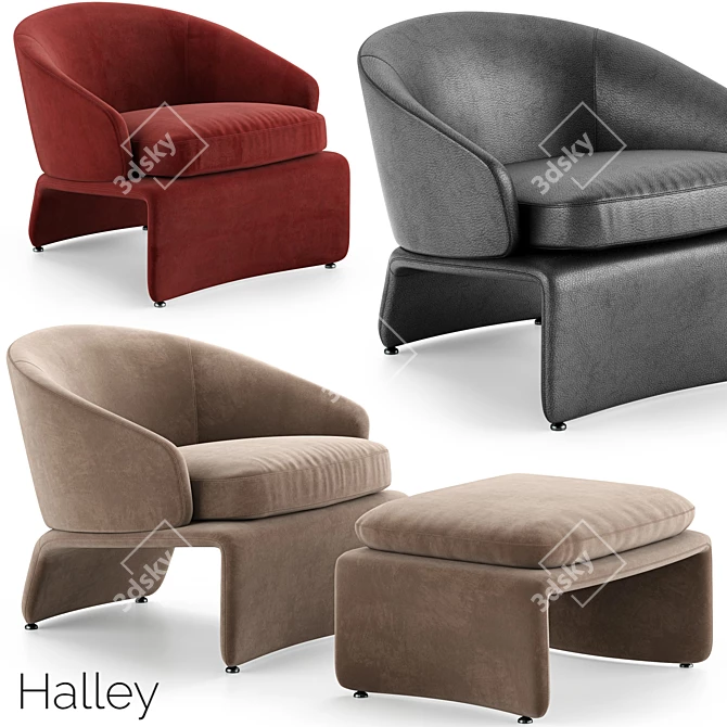 Elegant Minotti Halley Armchair: Designer Style 3D model image 1