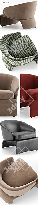 Elegant Minotti Halley Armchair: Designer Style 3D model image 3