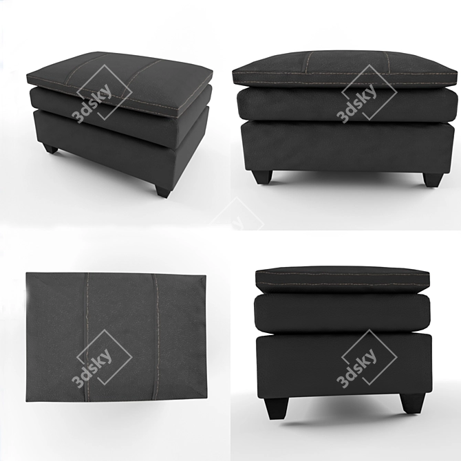 Luxury Leather Ottoman 3D model image 2