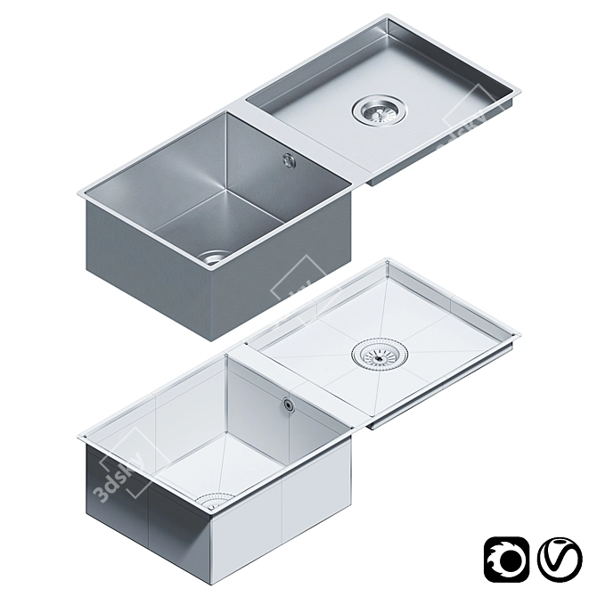  Dornbracht Stainless Steel Sinks: Modern Set with Versatile Models 3D model image 2
