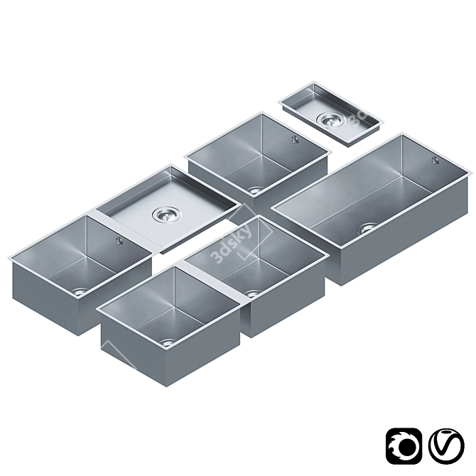 Dornbracht Stainless Steel Sinks- Versatile Set 3D model image 1