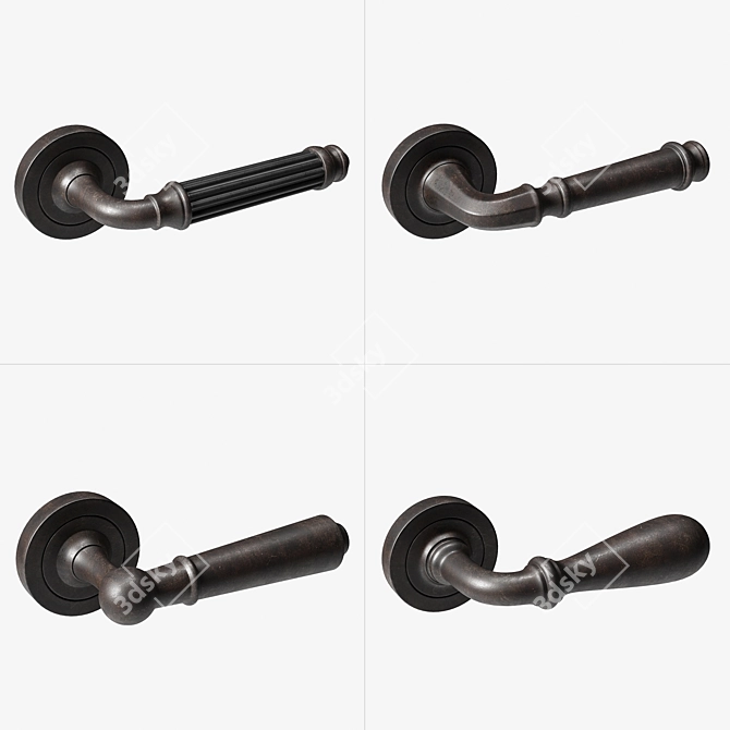 Modern Door Handles Collection 3D model image 1