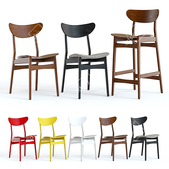 West Elm Cafe Chairs: Classic Style 3D model image 1