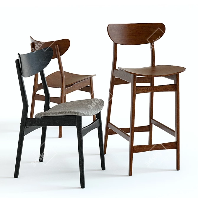West Elm Cafe Chairs: Classic Style 3D model image 2