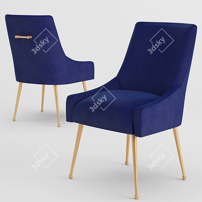 Navy Velvet Side Chair: Beatrix Beauty 3D model image 1