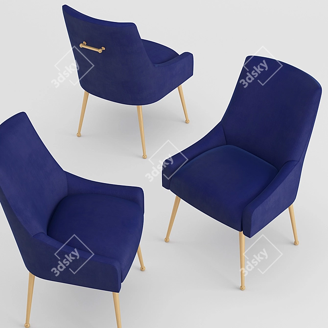 Navy Velvet Side Chair: Beatrix Beauty 3D model image 3
