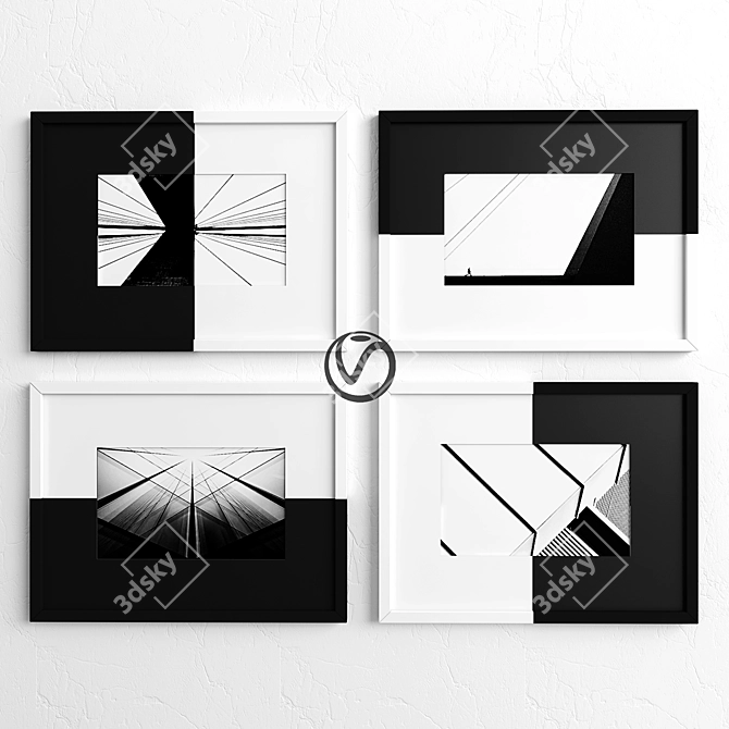 Architectural Lines: Black and White Art Prints 3D model image 1