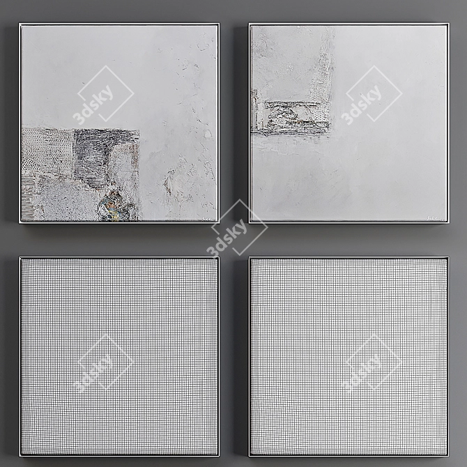 Modern Grey Picture Set 3D model image 1