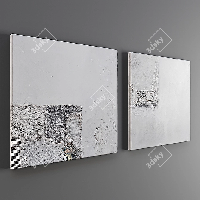 Modern Grey Picture Set 3D model image 3