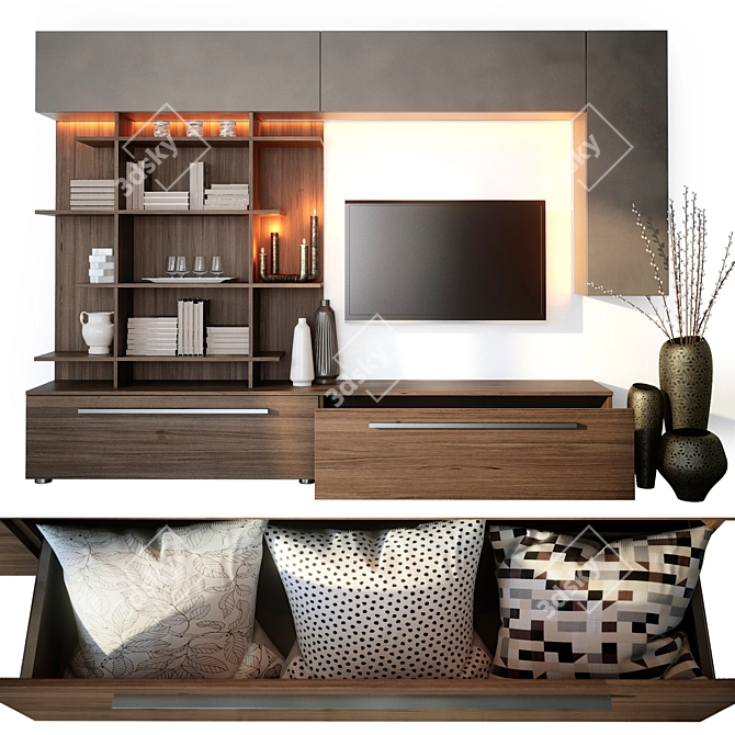 Decorative TV Wall Unit 3D model image 1