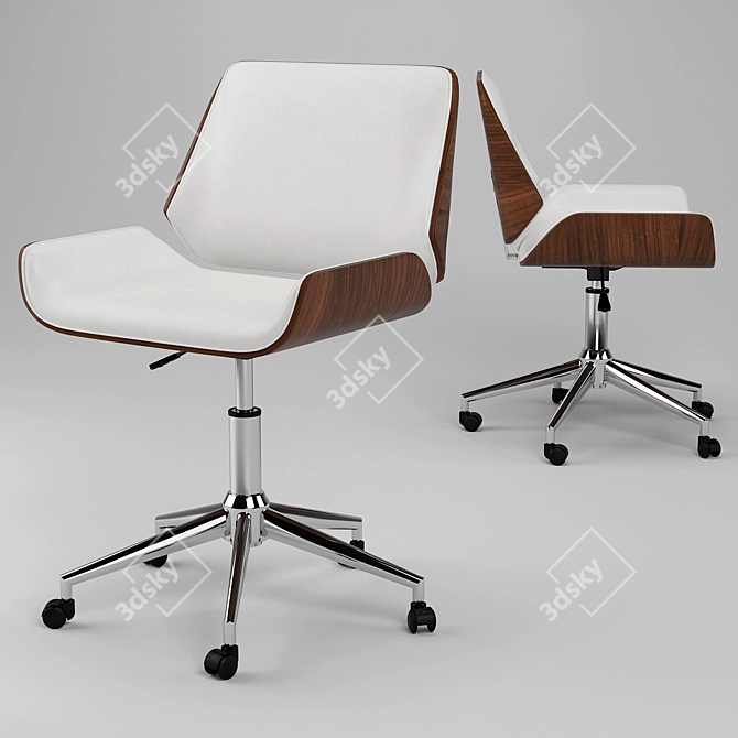 Herning Wood Faux Leather Office Chair 3D model image 1