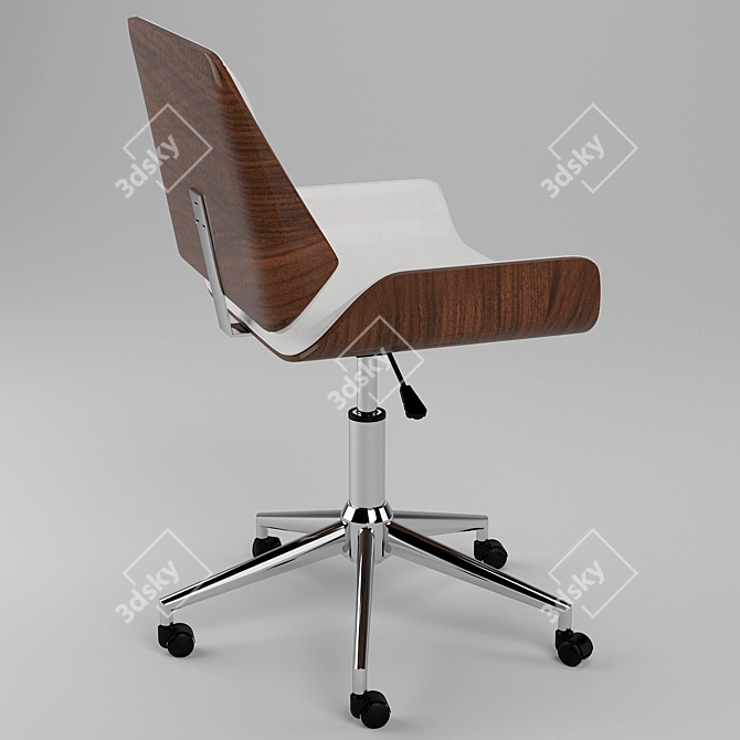 Herning Wood Faux Leather Office Chair 3D model image 2