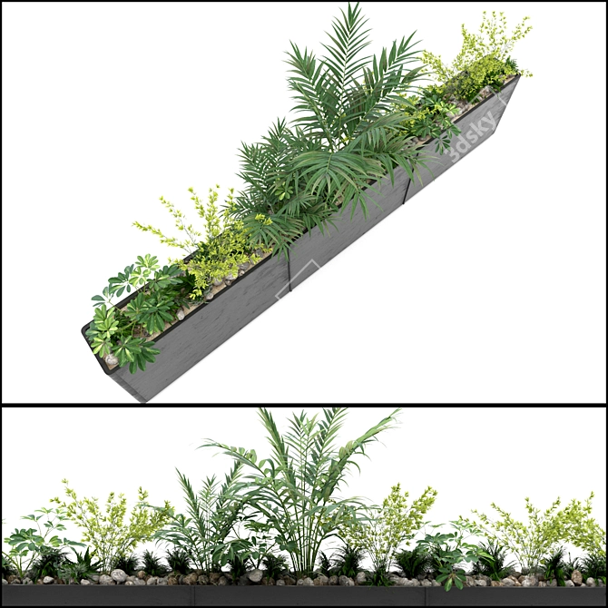 Sleek JC Long Planter 3D model image 1