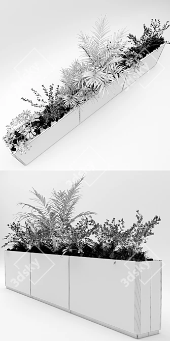 Sleek JC Long Planter 3D model image 3