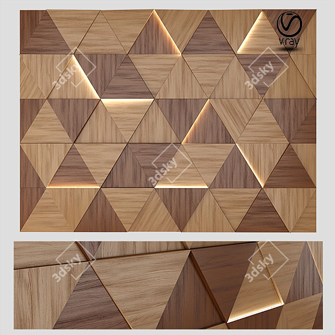 Illuminated Wood Panel: 3D Decorative Wall Art 3D model image 1