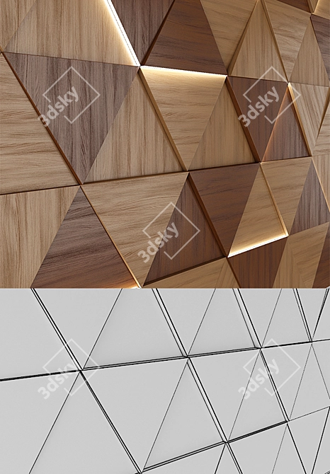 Illuminated Wood Panel: 3D Decorative Wall Art 3D model image 2