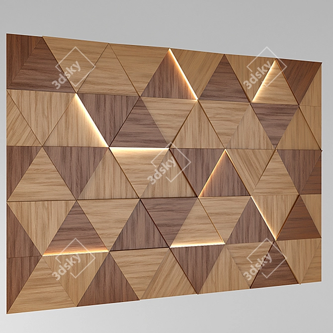 Illuminated Wood Panel: 3D Decorative Wall Art 3D model image 3