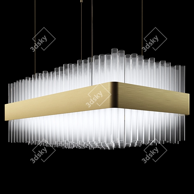 Elegant Rectangular Suspension Lamp 3D model image 1