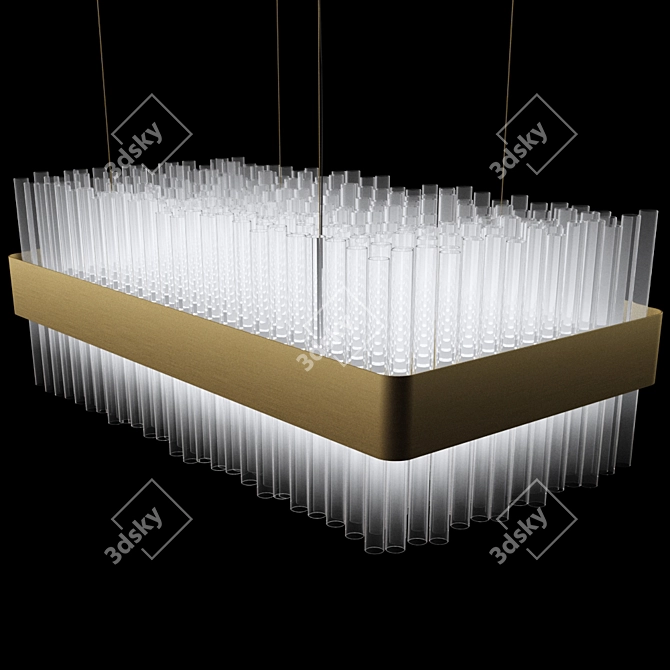 Elegant Rectangular Suspension Lamp 3D model image 2