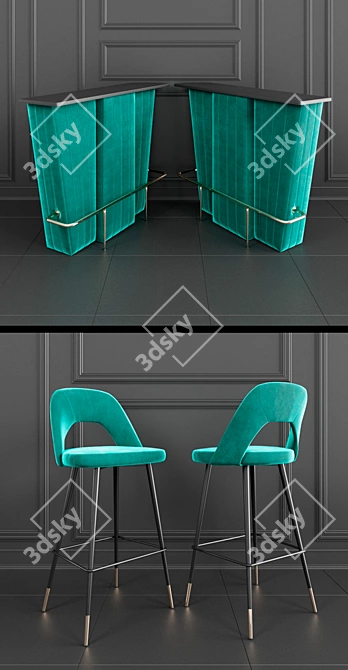 Luxury Eichholtz Bar Set 3D model image 2