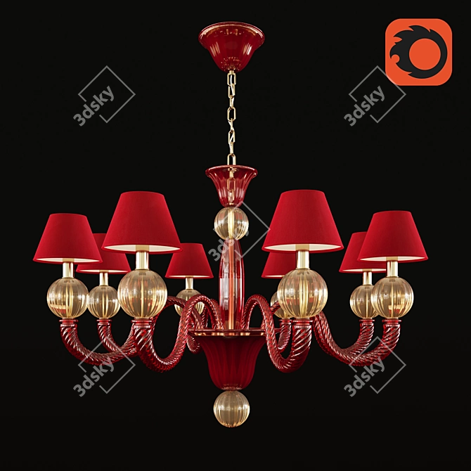 Elegant "Amalia" Murano Glass Chandelier 3D model image 1