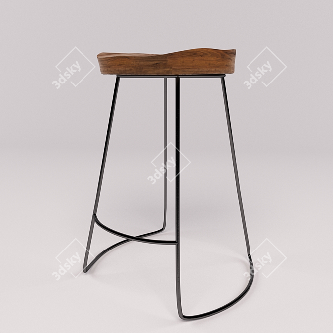 Rustic Bar Stool: Ashley Winn 3D model image 1