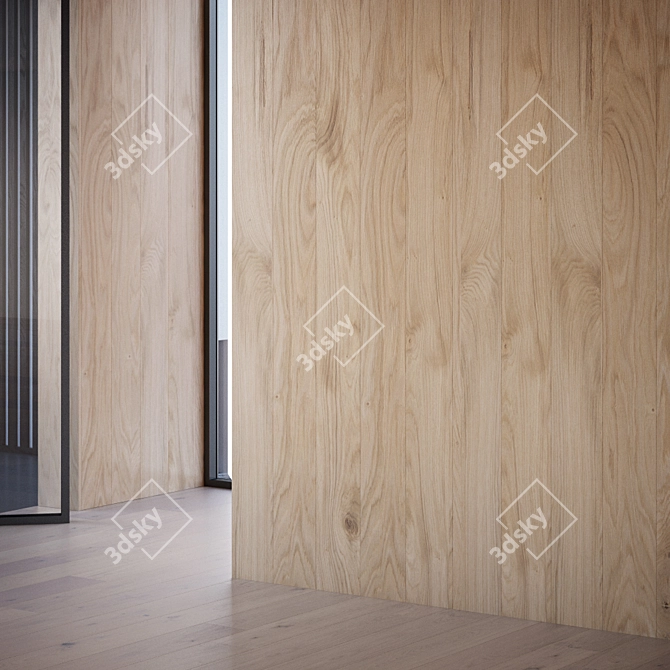 Brushed Oak Decorative Wall Panel 3D model image 1