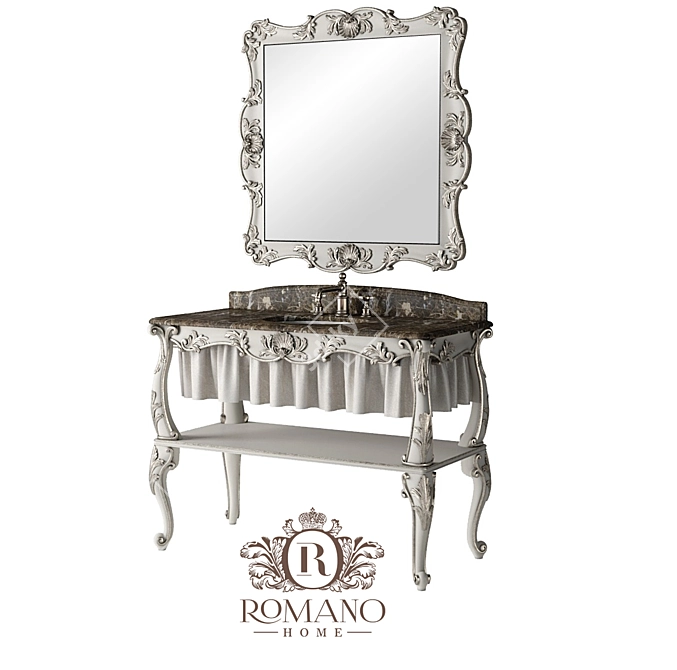 Romano Home Olivia Bathroom Console & Grand Mirror 3D model image 1