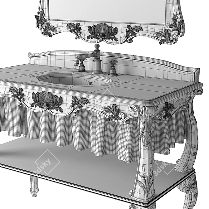 Romano Home Olivia Bathroom Console & Grand Mirror 3D model image 3