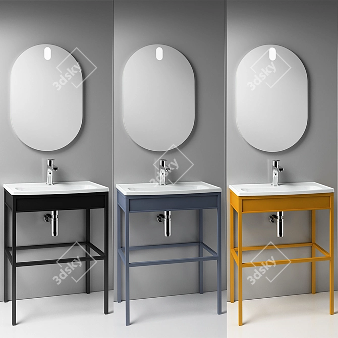 Sleek Illuminated Washbasin Set 3D model image 1