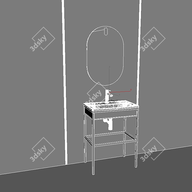 Sleek Illuminated Washbasin Set 3D model image 3